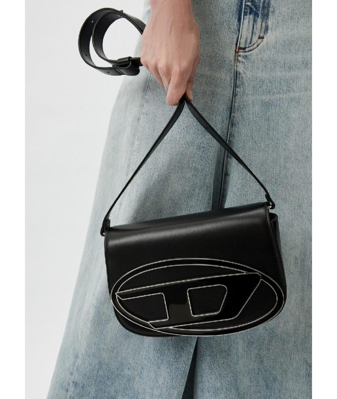 DIESEL Черная кожаная сумка через плечо, фото 6