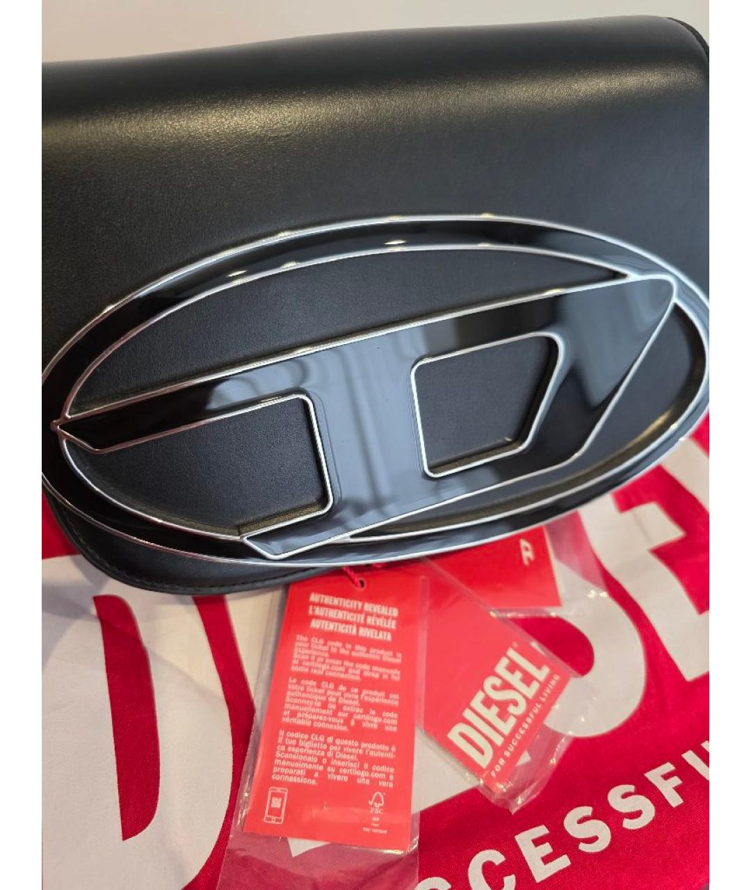 DIESEL Черная кожаная сумка через плечо, фото 4