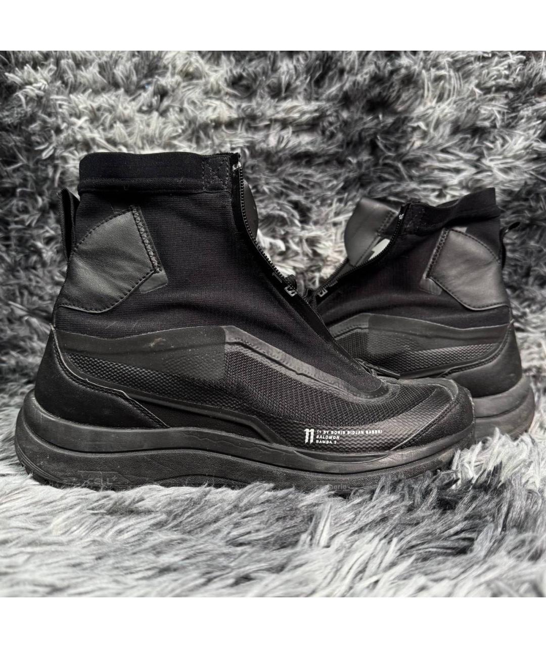 11 BY BORIS BIDJAN SABERI Черные текстильные высокие кроссовки / кеды, фото 2