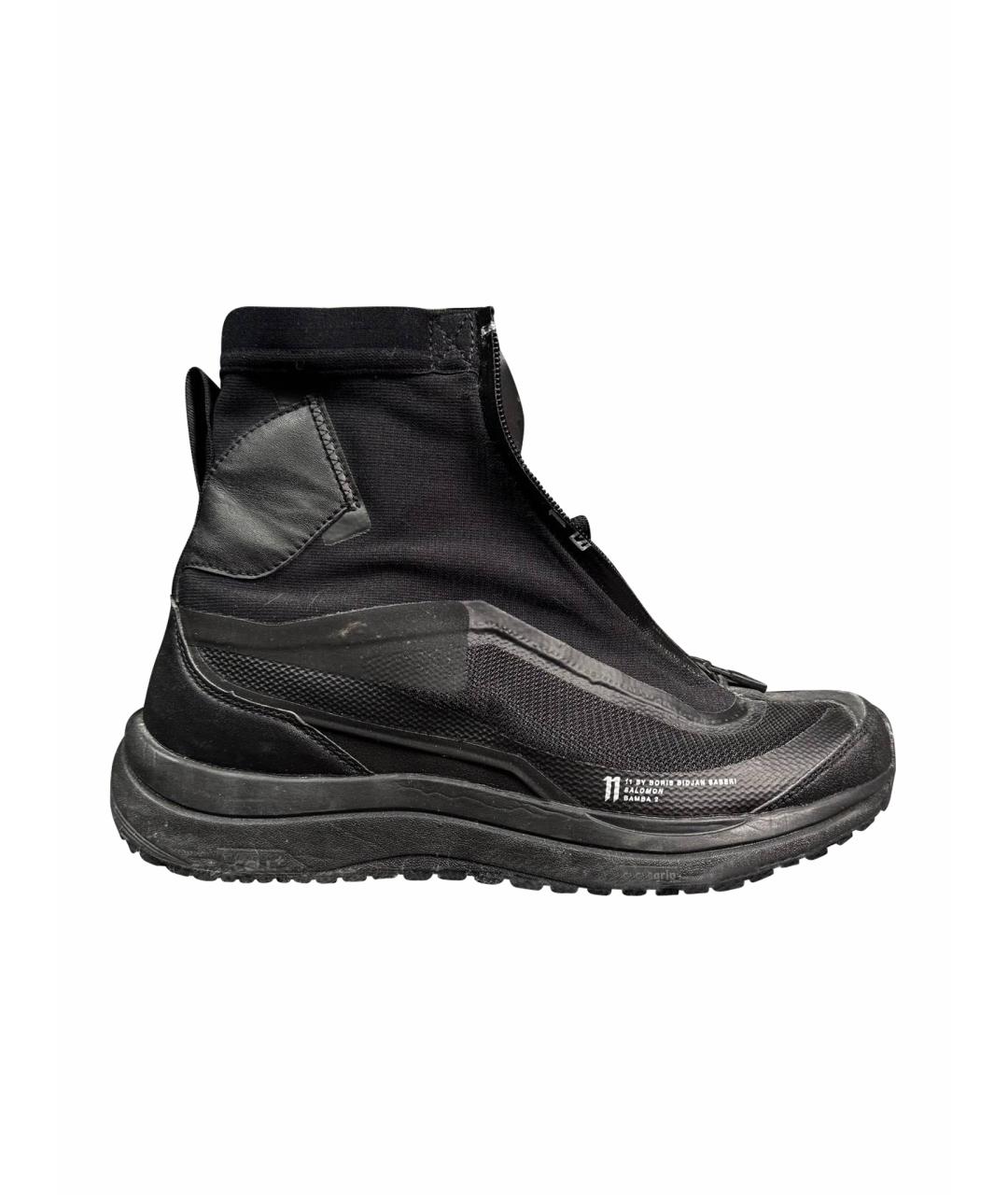 11 BY BORIS BIDJAN SABERI Черные текстильные высокие кроссовки / кеды, фото 1