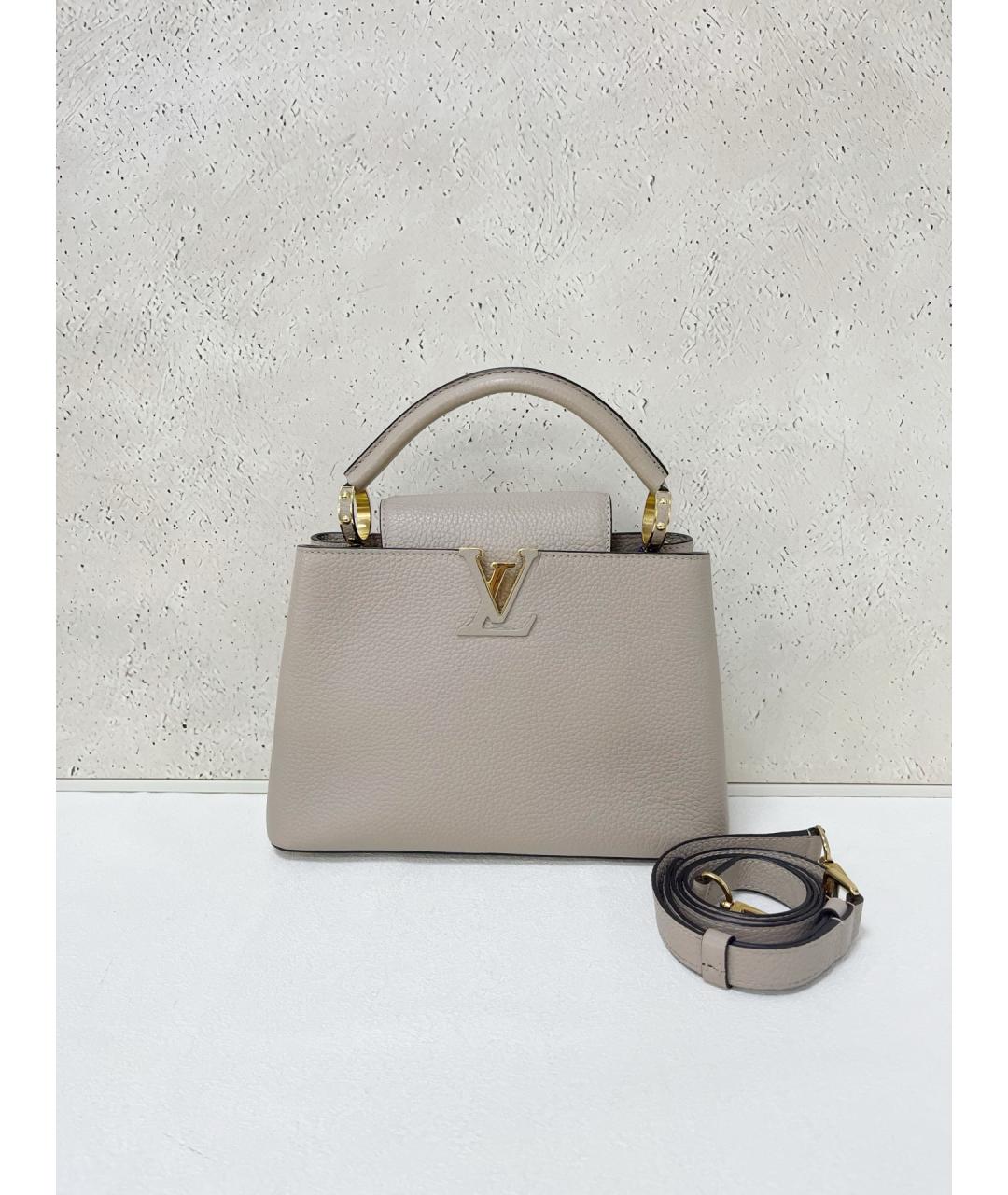 LOUIS VUITTON Серая кожаная сумка через плечо, фото 7