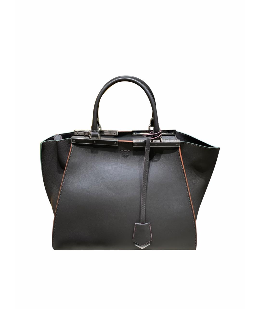 FENDI Серая кожаная сумка с короткими ручками, фото 1