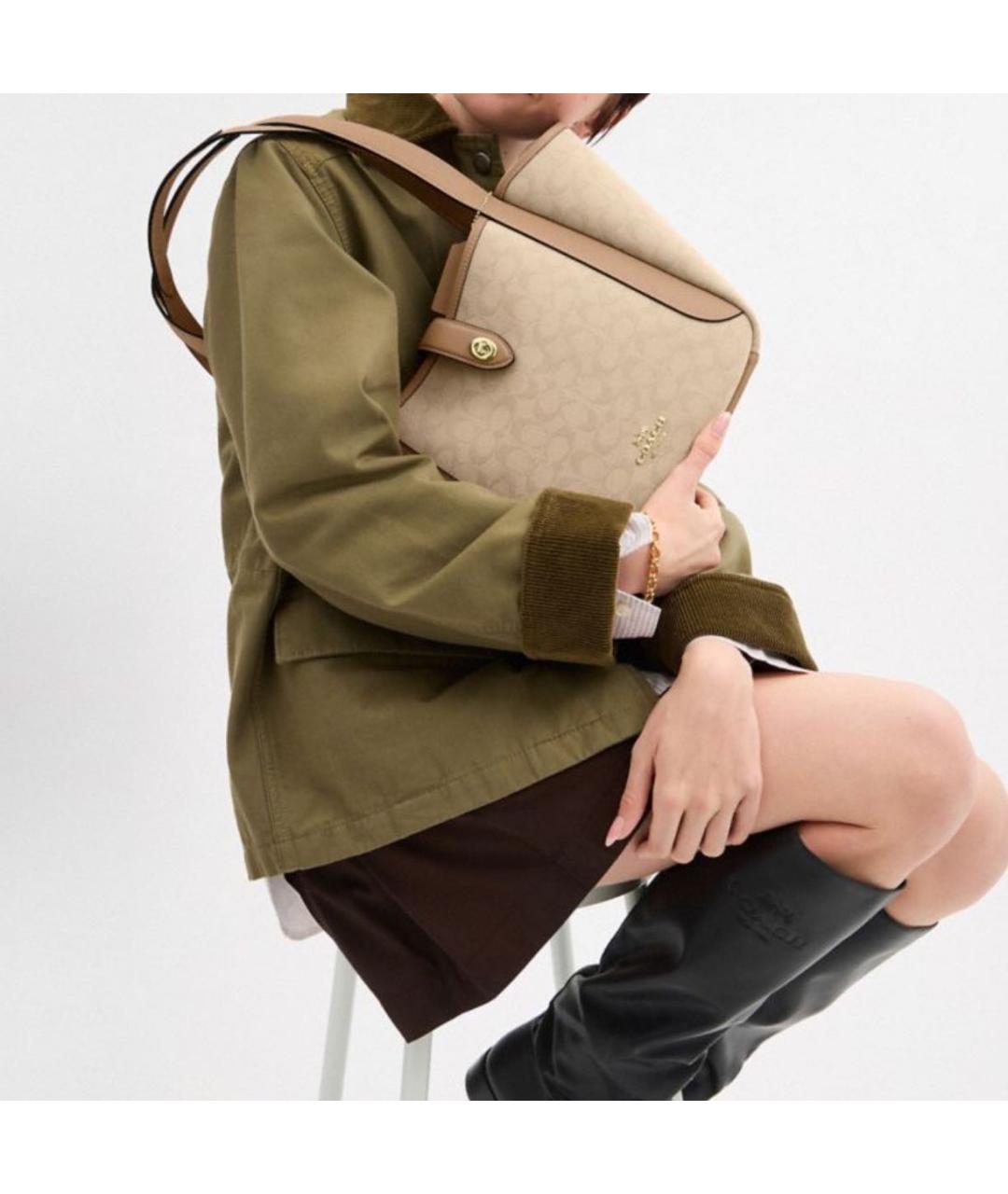 COACH Бежевая сумка тоут, фото 4