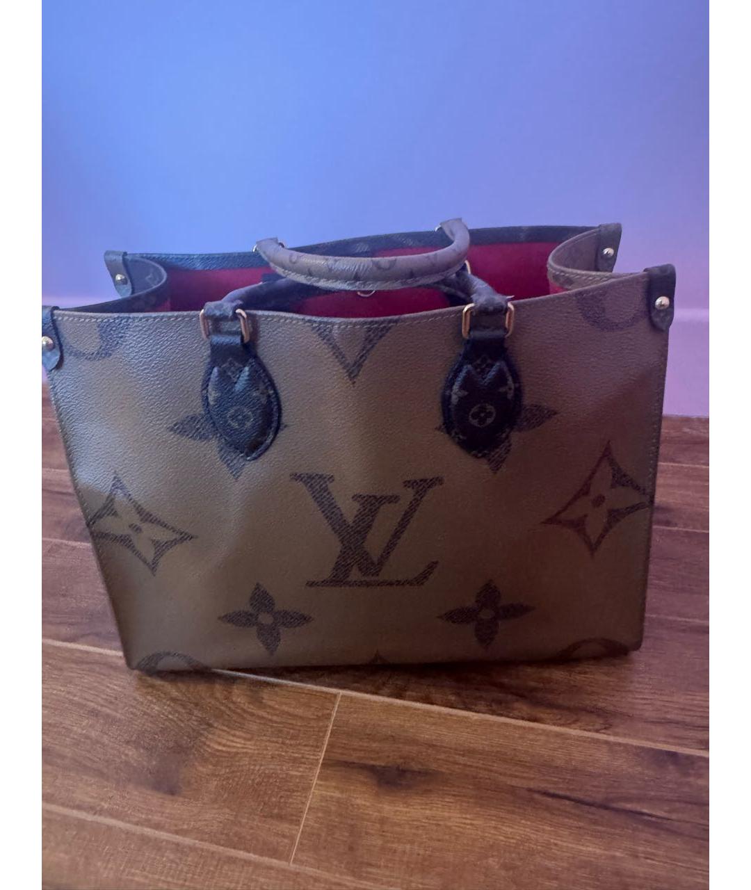 LOUIS VUITTON Коричневая кожаная сумка тоут, фото 5