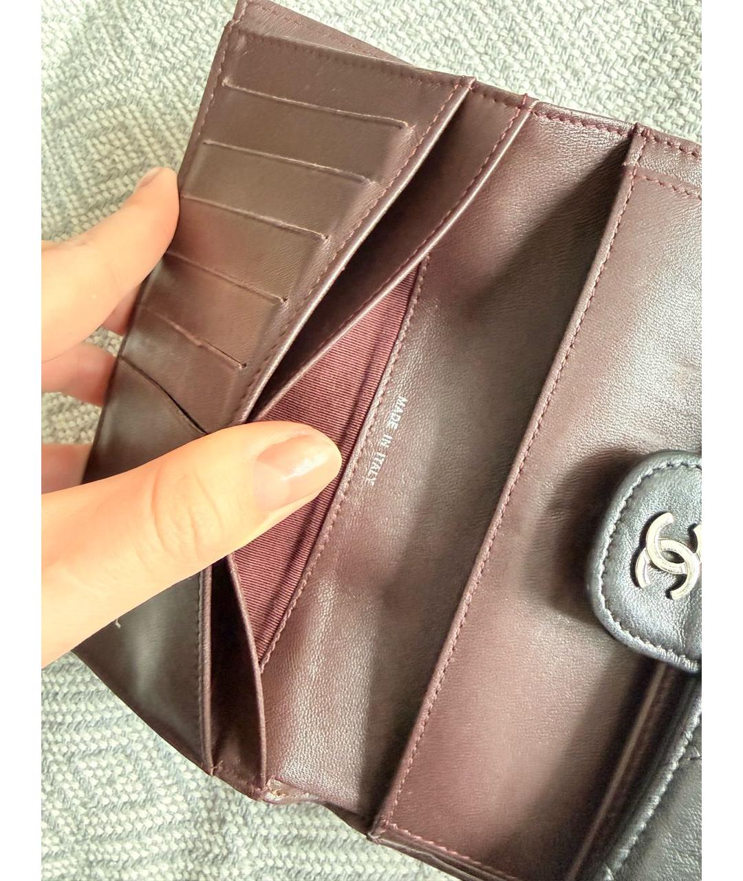 CHANEL Черный кожаный кошелек, фото 3