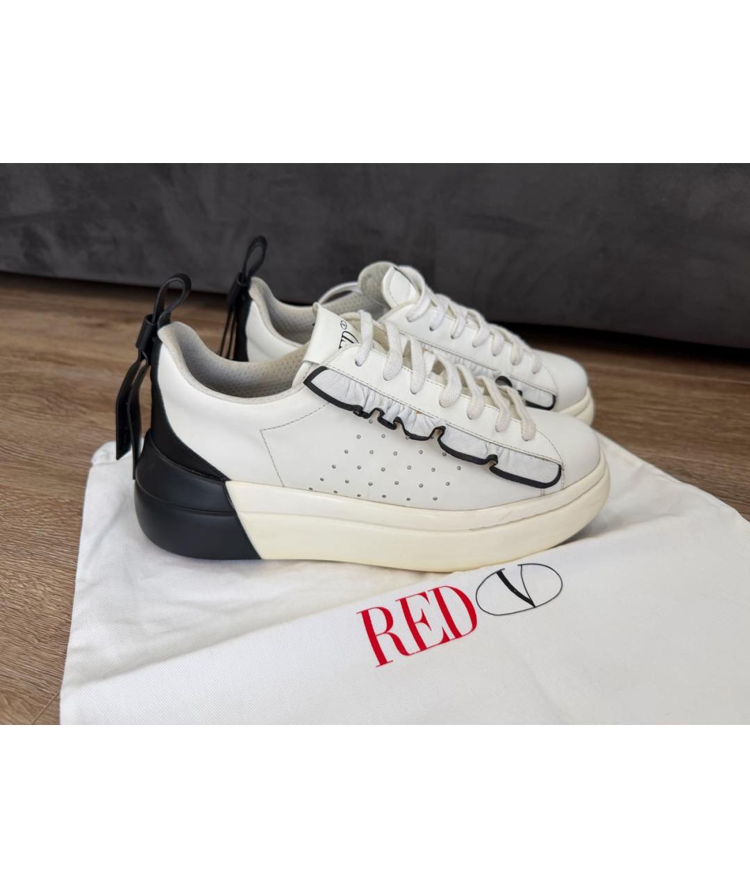 RED VALENTINO Белые кожаные кроссовки, фото 9