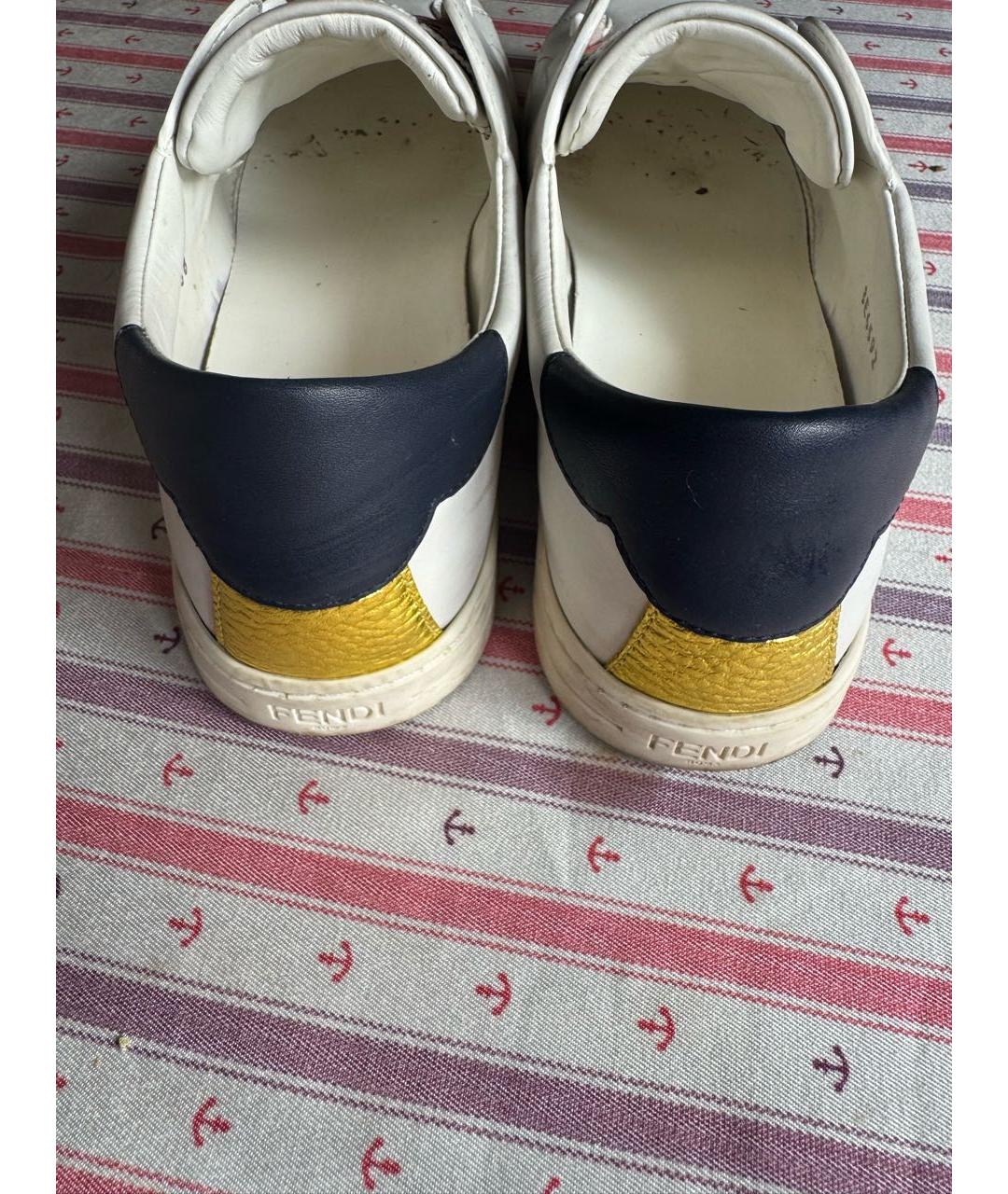 FENDI Белые кожаные слипоны, фото 4