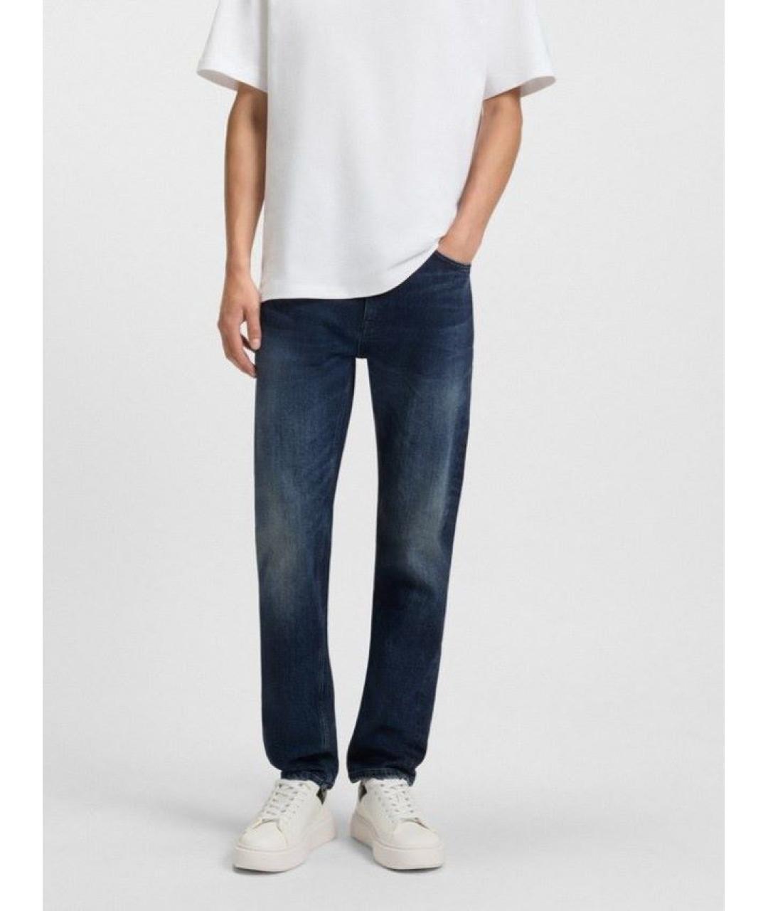 HUGO BOSS Синие хлопко-эластановые прямые джинсы, фото 9