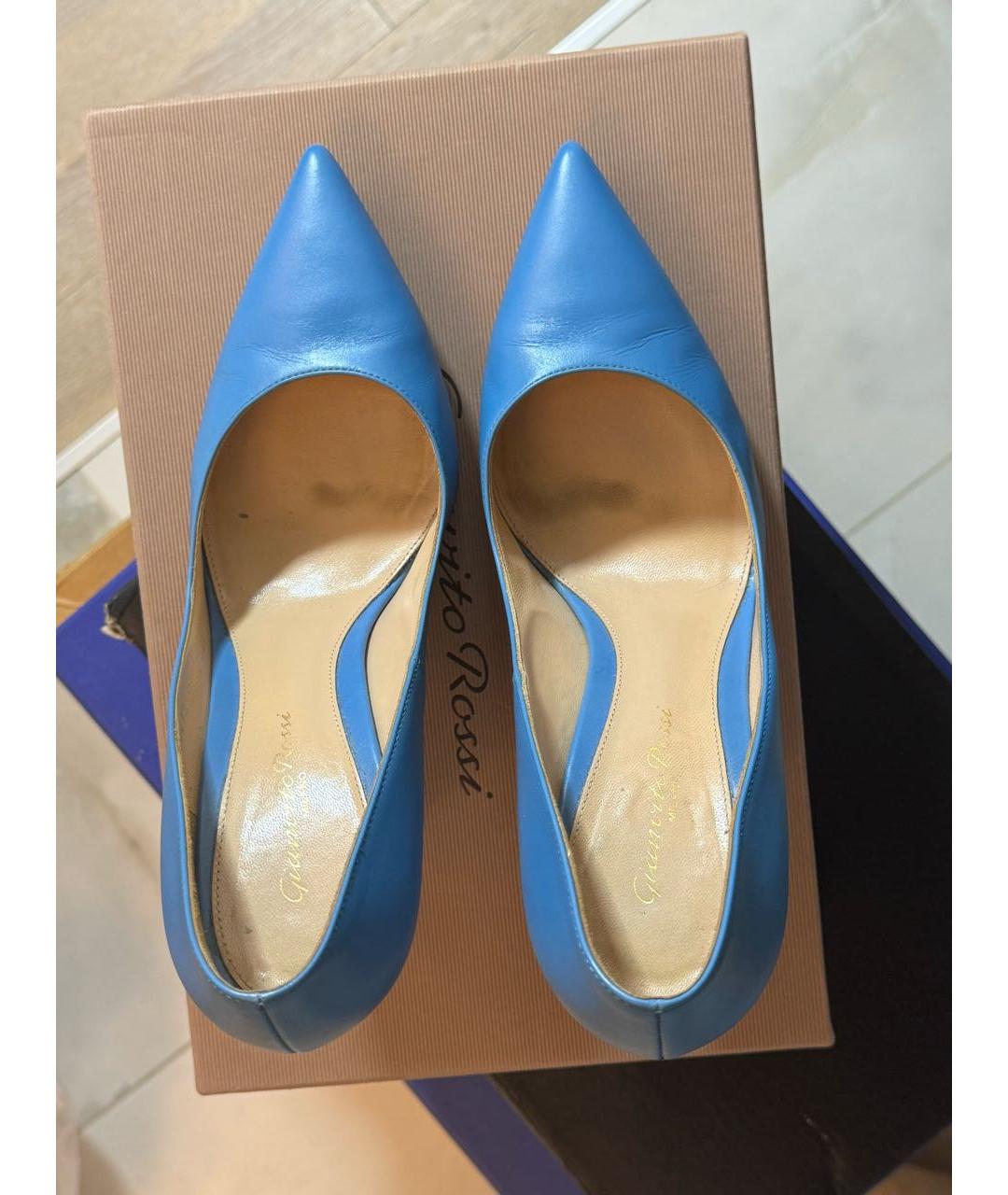 GIANVITO ROSSI Голубые кожаные туфли, фото 3