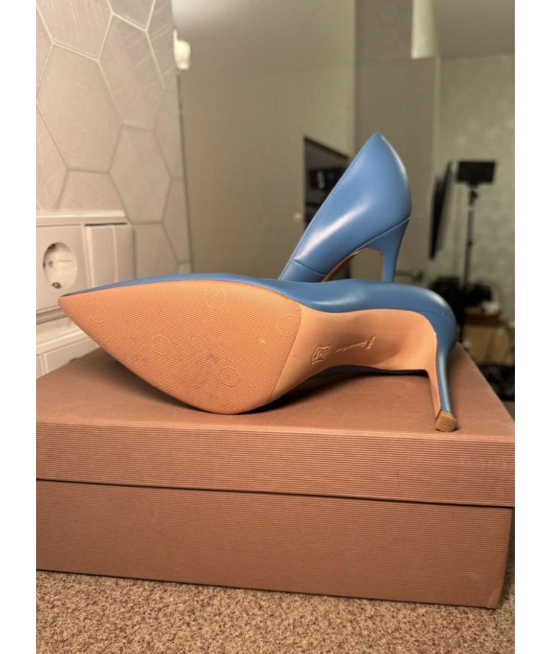 GIANVITO ROSSI Голубые кожаные туфли, фото 7