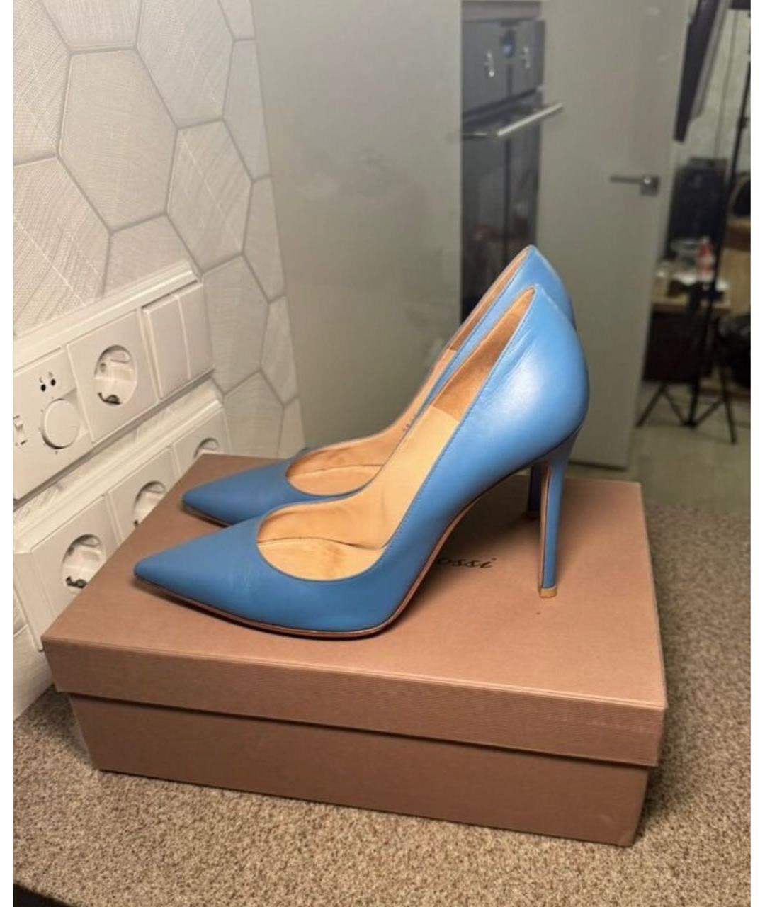 GIANVITO ROSSI Голубые кожаные туфли, фото 6