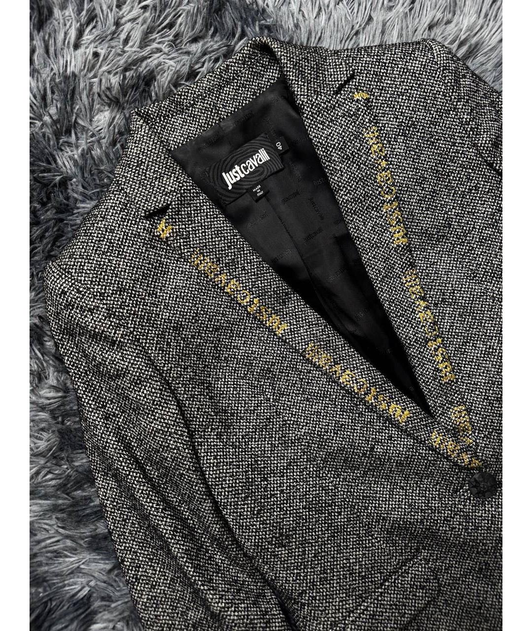 JUST CAVALLI Серый твидовый жакет/пиджак, фото 4