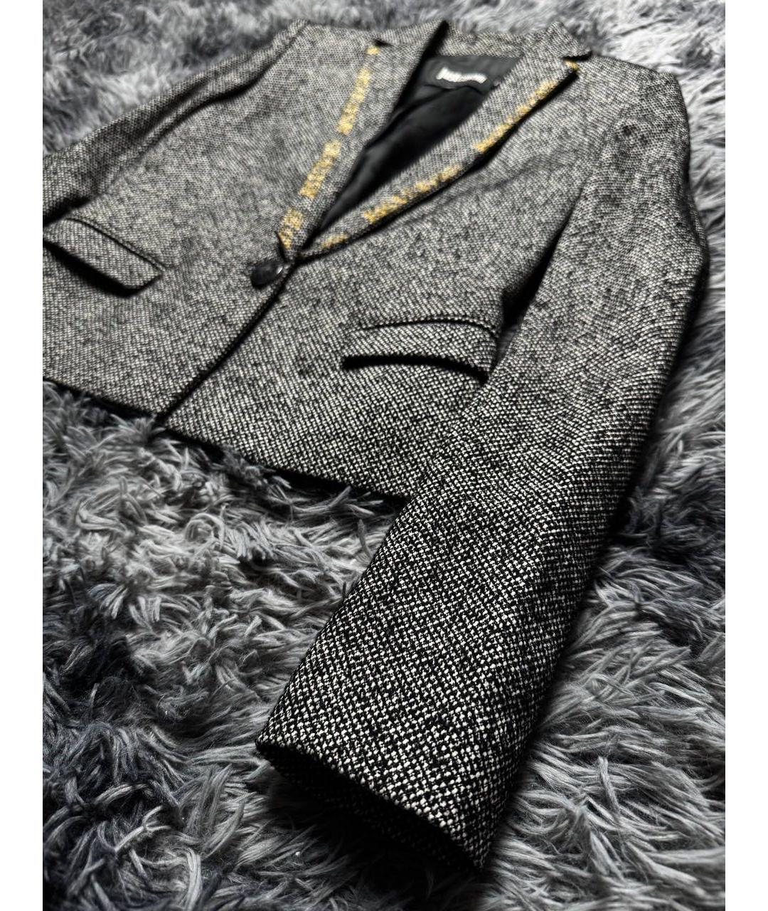 JUST CAVALLI Серый твидовый жакет/пиджак, фото 7