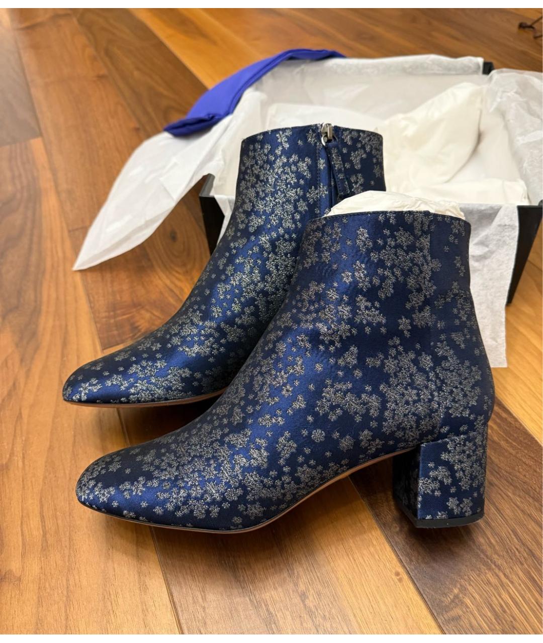 AQUAZZURA Синие текстильные ботильоны, фото 3