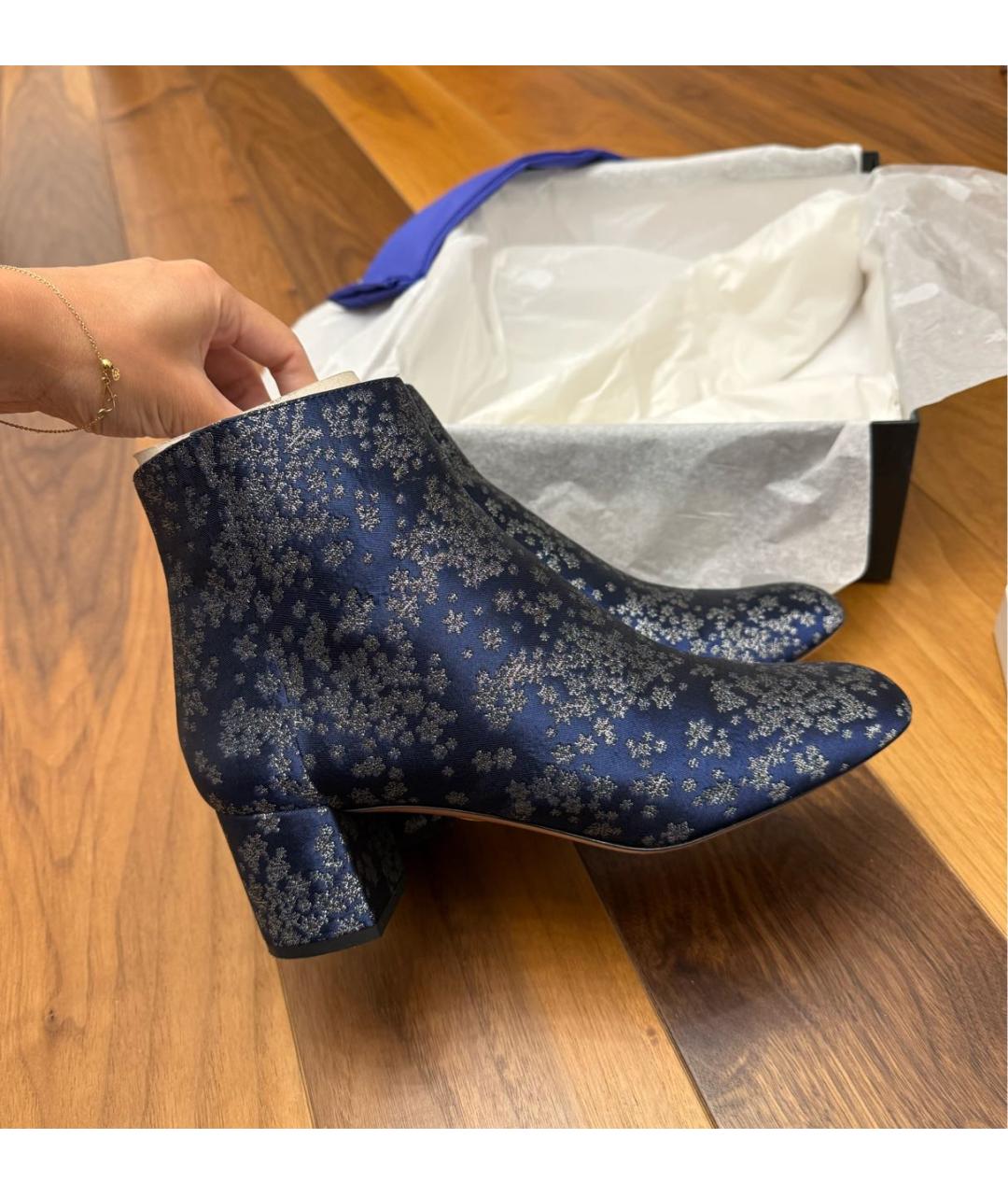 AQUAZZURA Синие текстильные ботильоны, фото 2