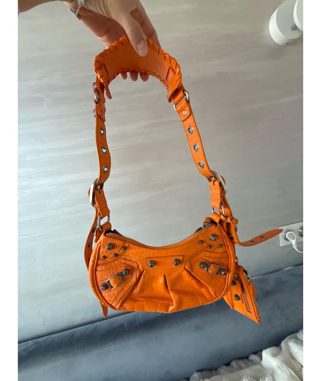 BALENCIAGA Оранжевая кожаная сумка через плечо, фото 9
