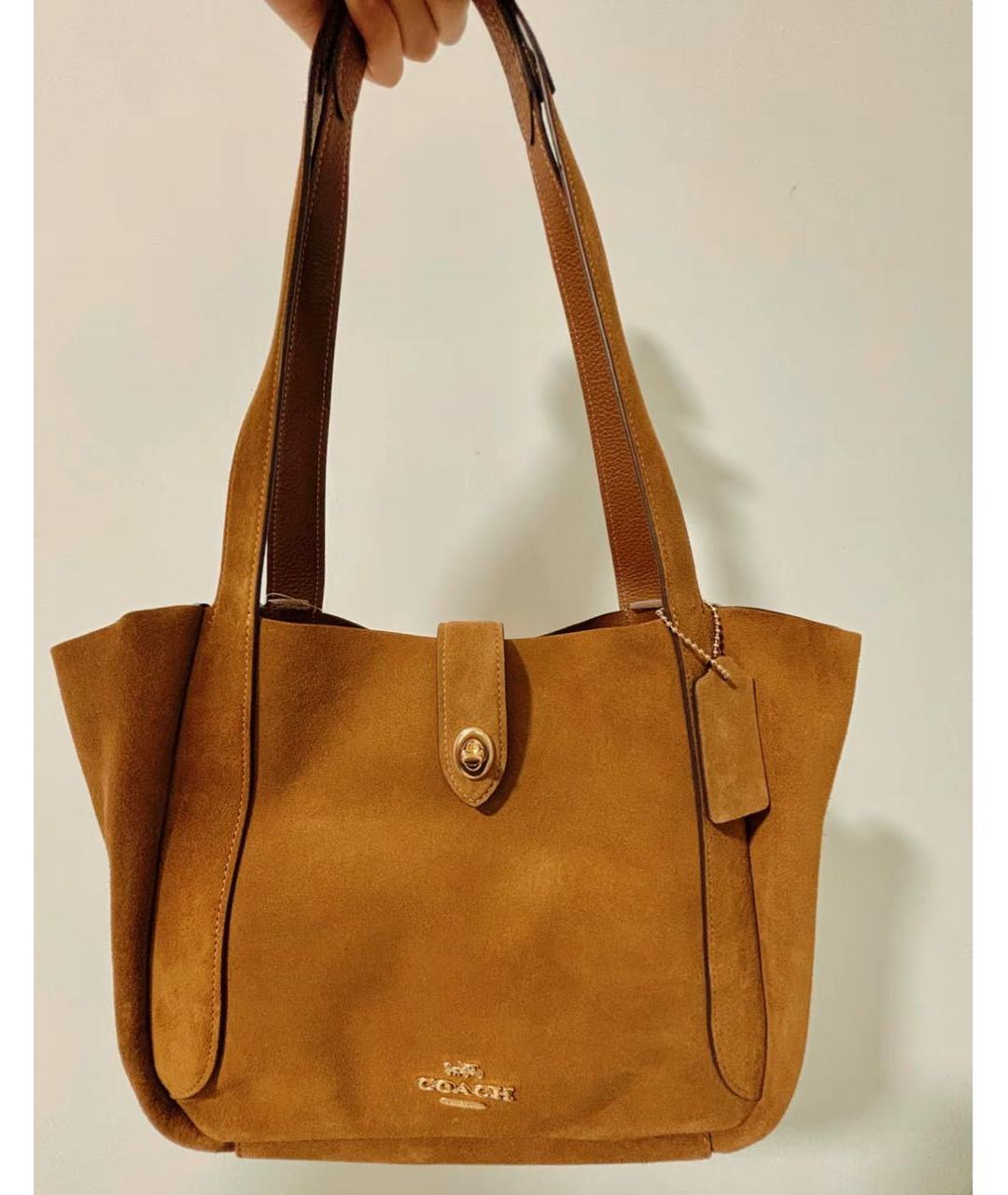 COACH Коричневая замшевая сумка тоут, фото 8