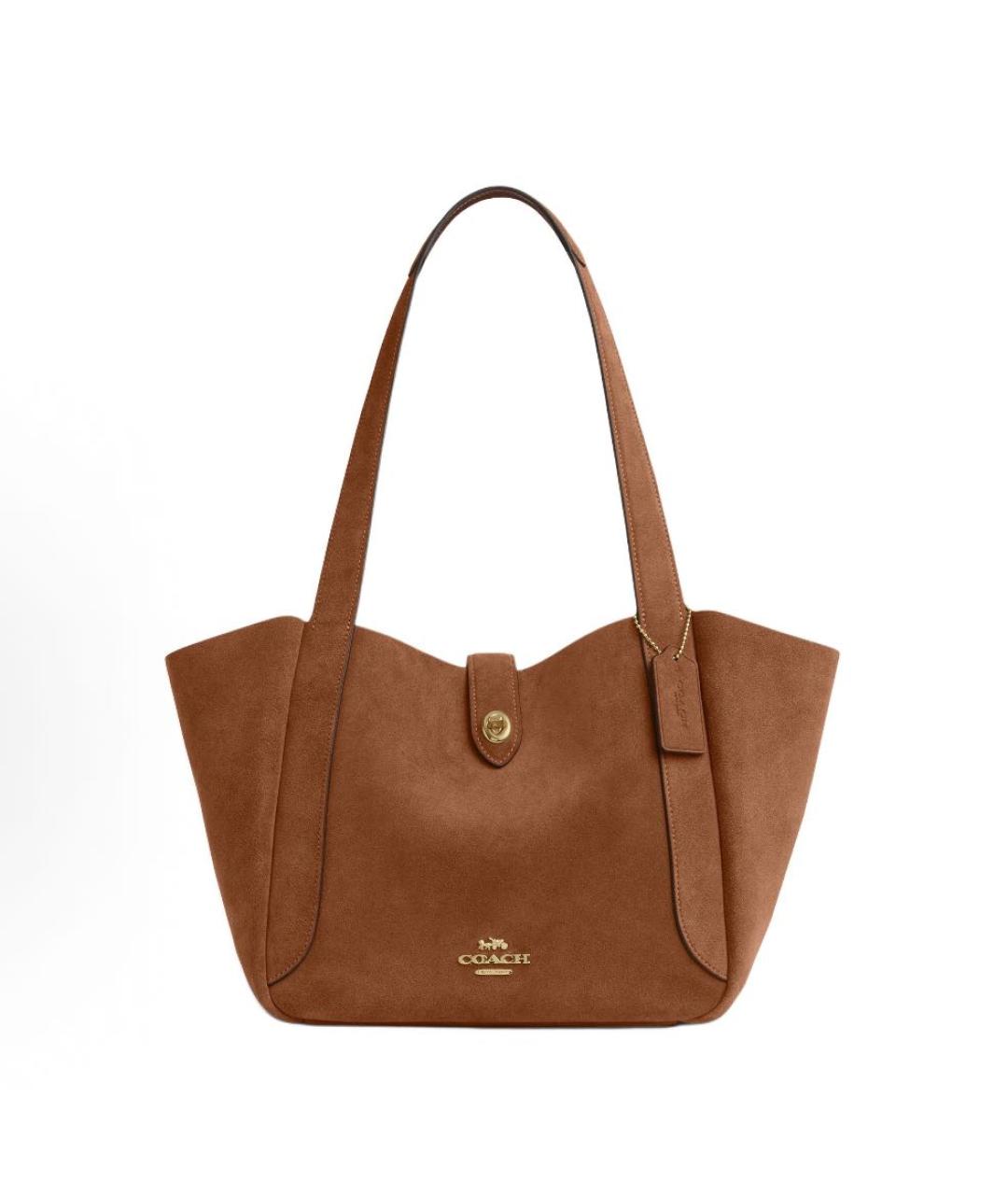 COACH Коричневая замшевая сумка тоут, фото 9