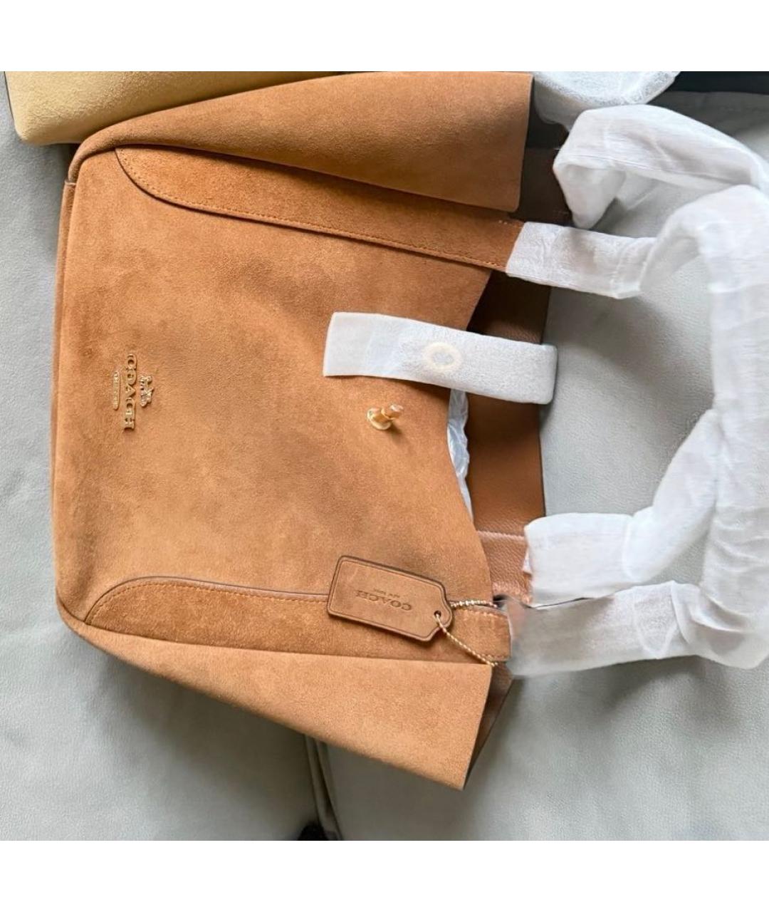 COACH Коричневая замшевая сумка тоут, фото 6