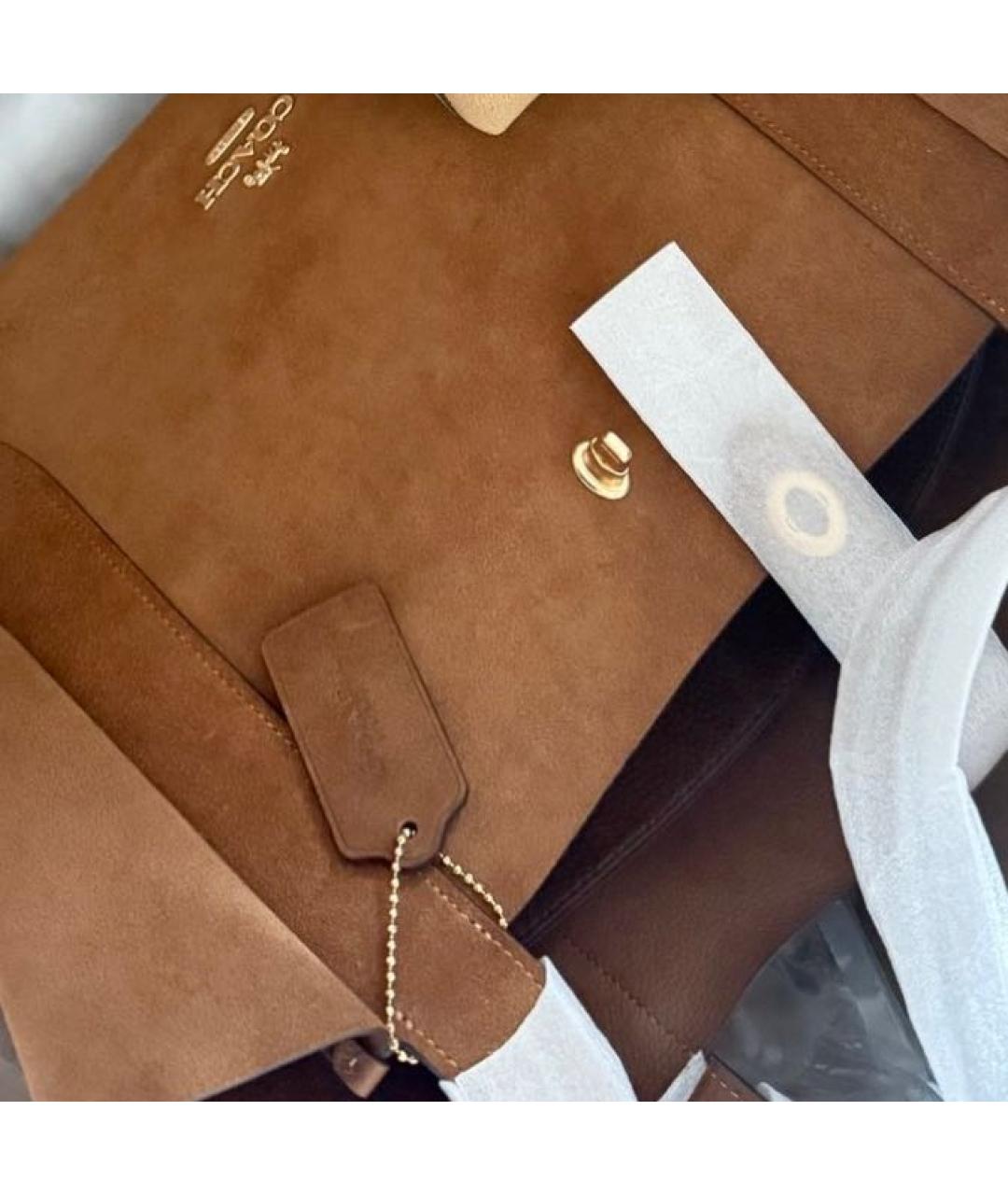 COACH Коричневая замшевая сумка тоут, фото 7