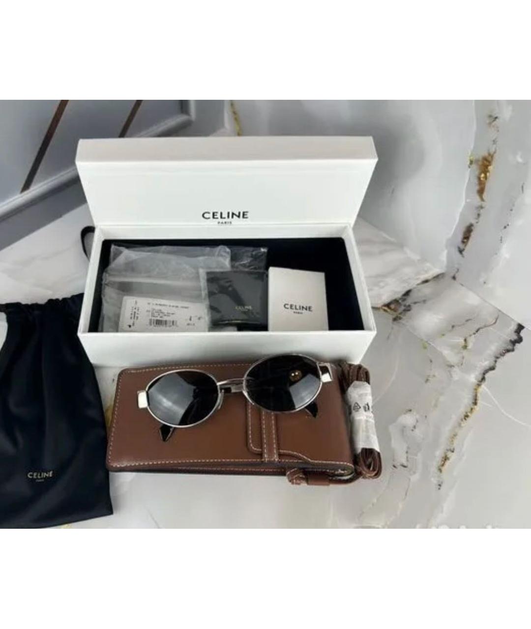 CELINE Серебряные металлические солнцезащитные очки, фото 4