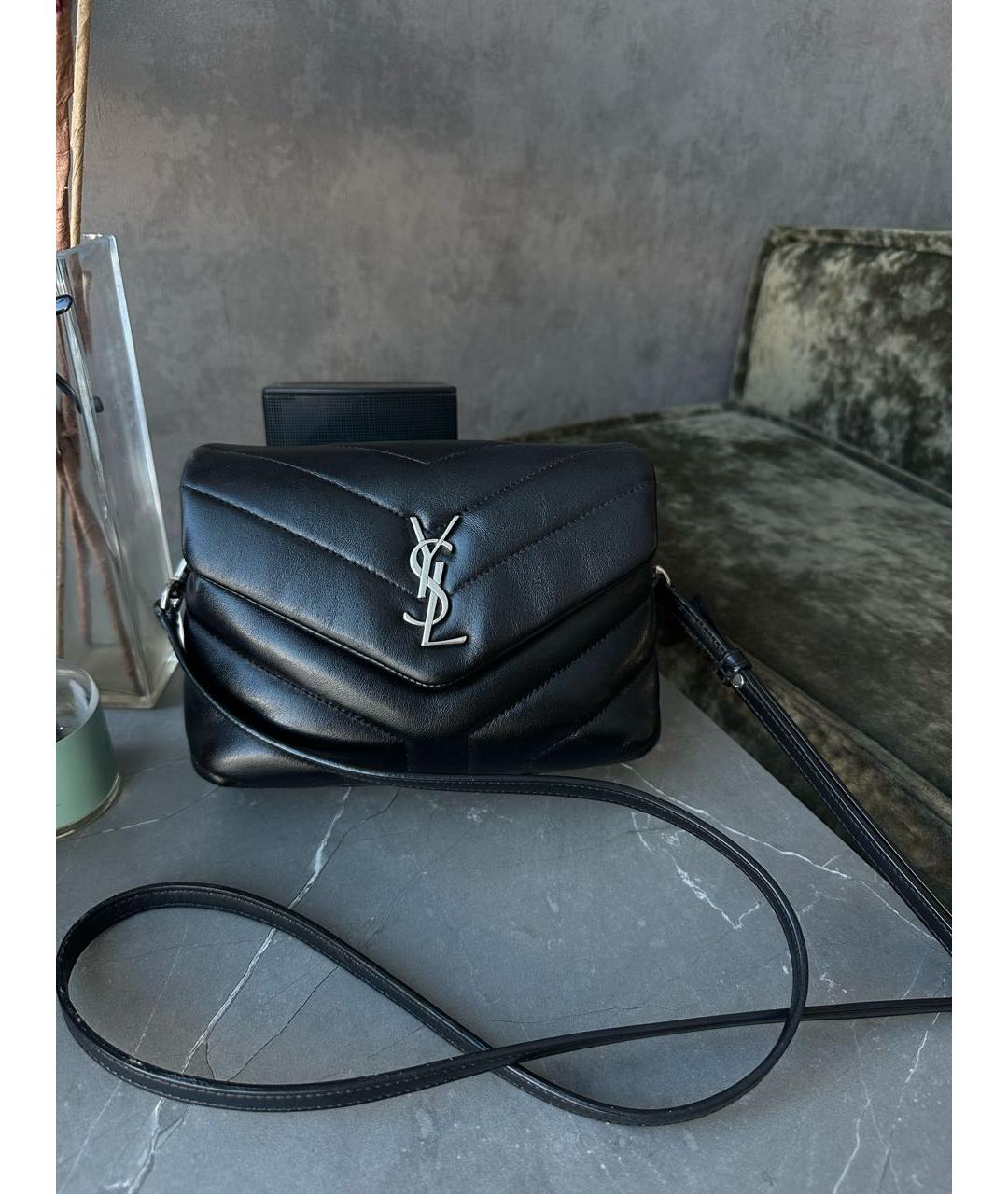 SAINT LAURENT Черная кожаная сумка через плечо, фото 4