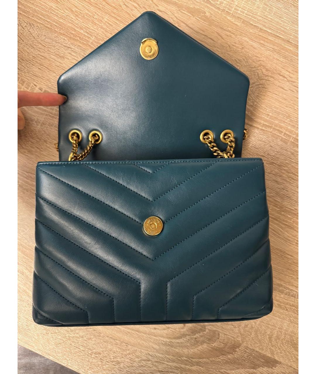 SAINT LAURENT Синяя кожаная сумка через плечо, фото 7