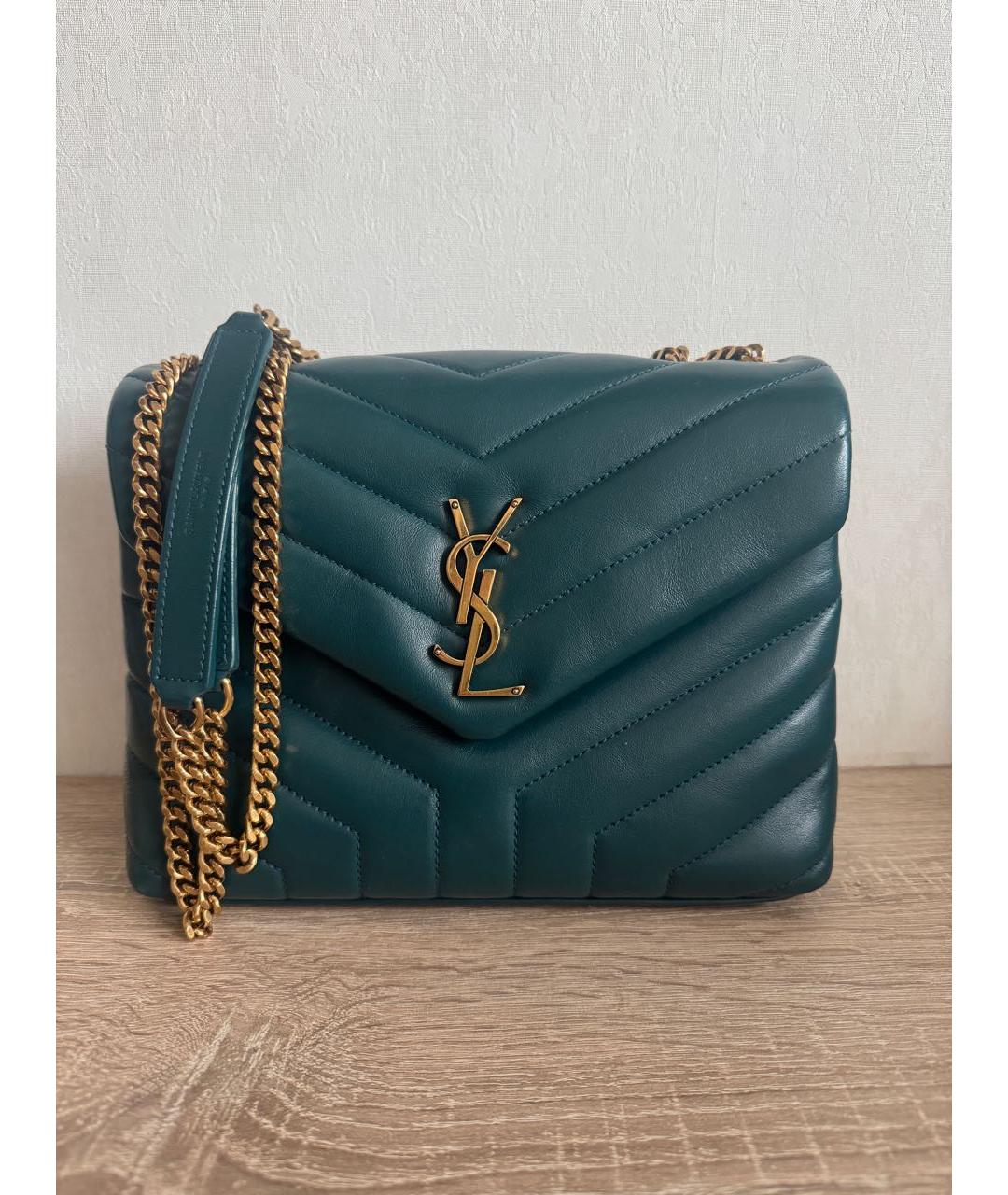 SAINT LAURENT Синяя кожаная сумка через плечо, фото 9