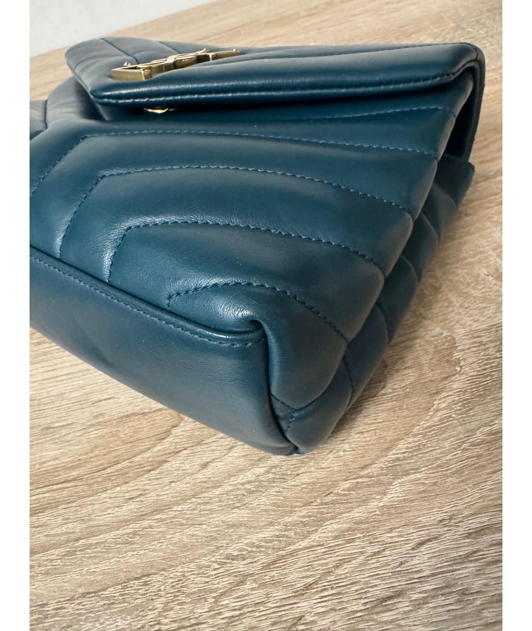 SAINT LAURENT Синяя кожаная сумка через плечо, фото 3