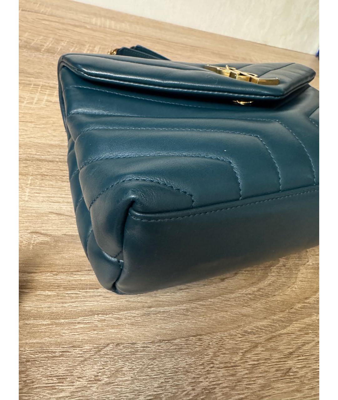 SAINT LAURENT Синяя кожаная сумка через плечо, фото 4