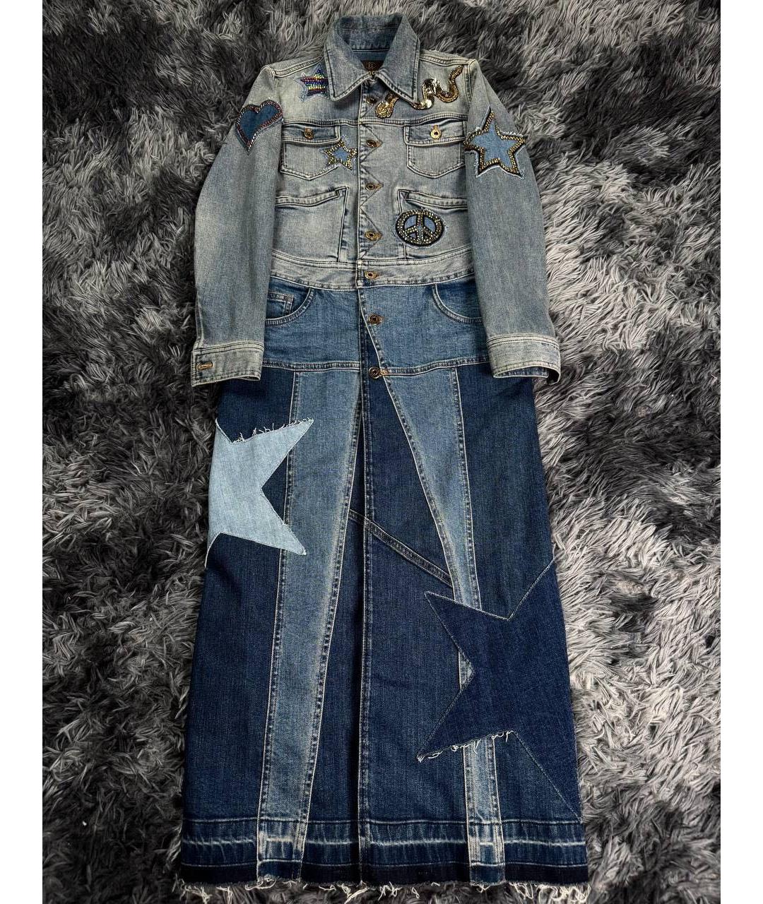 ROBERTO CAVALLI Темно-синее деним повседневное платье, фото 9