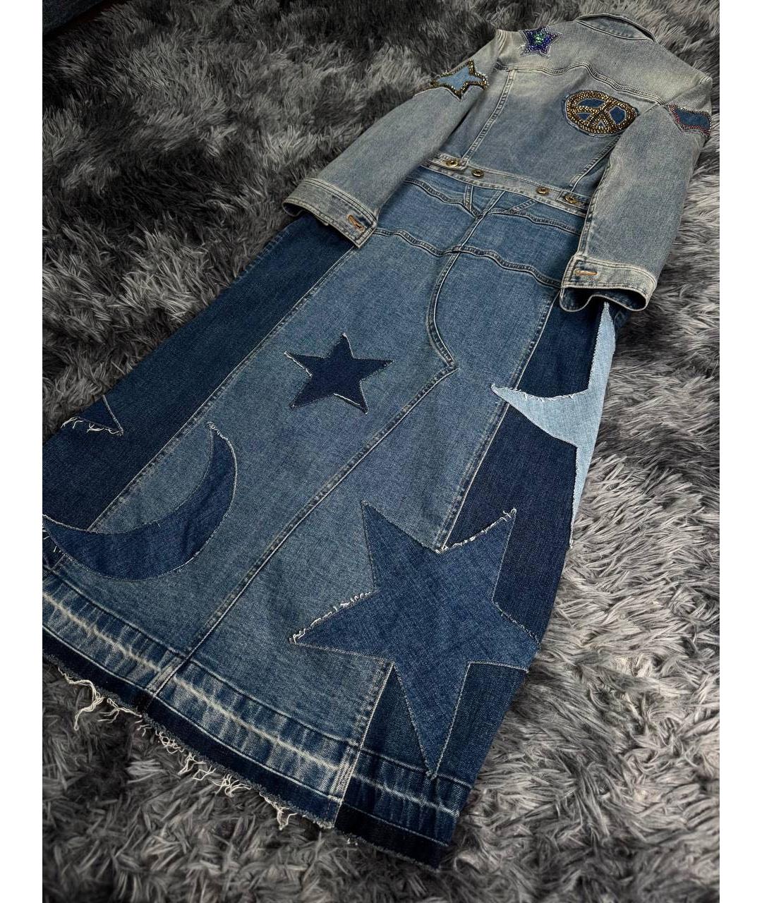 ROBERTO CAVALLI Темно-синее деним повседневное платье, фото 7