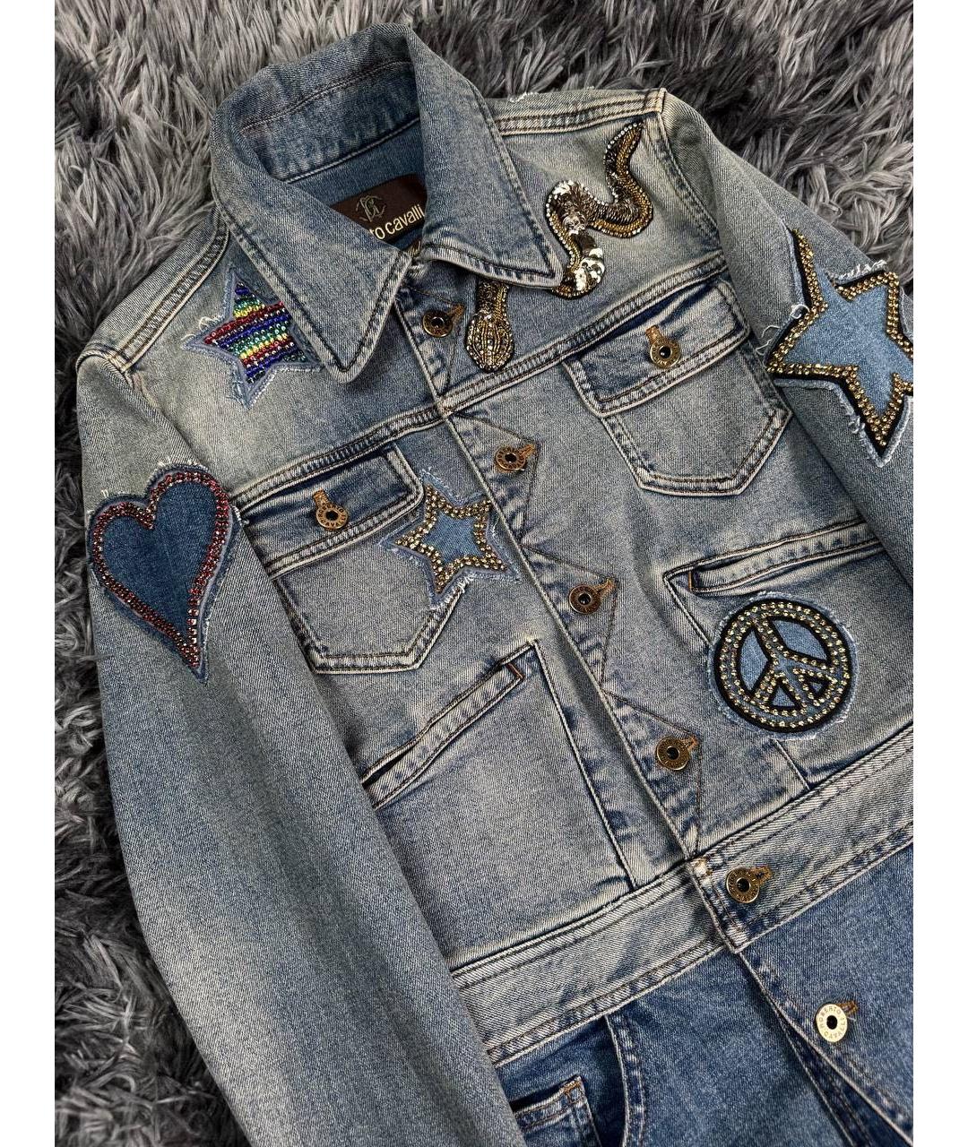 ROBERTO CAVALLI Темно-синее деним повседневное платье, фото 4