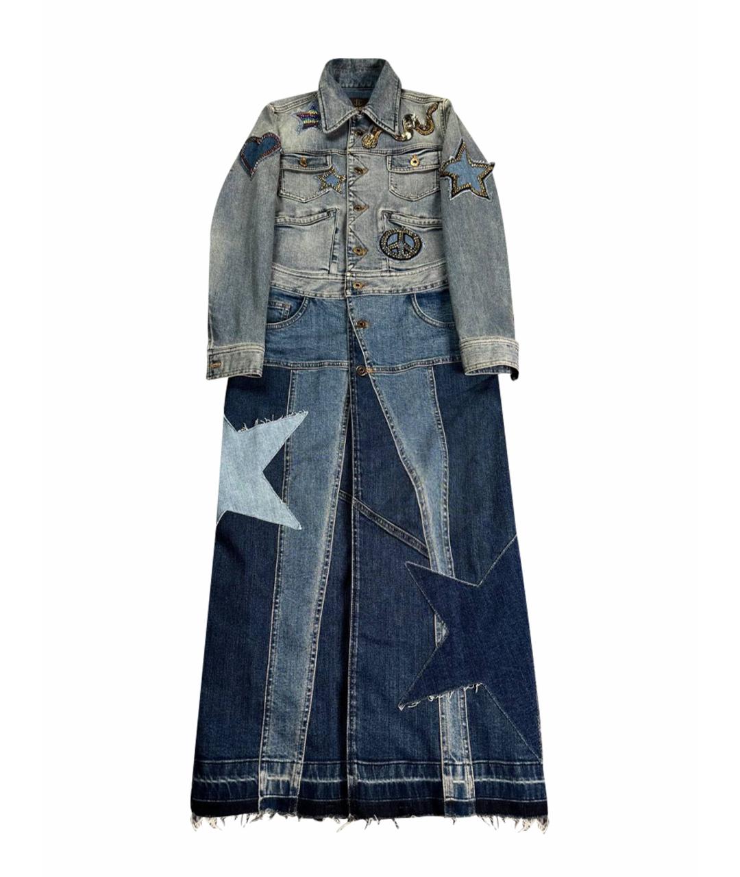 ROBERTO CAVALLI Темно-синее деним повседневное платье, фото 1