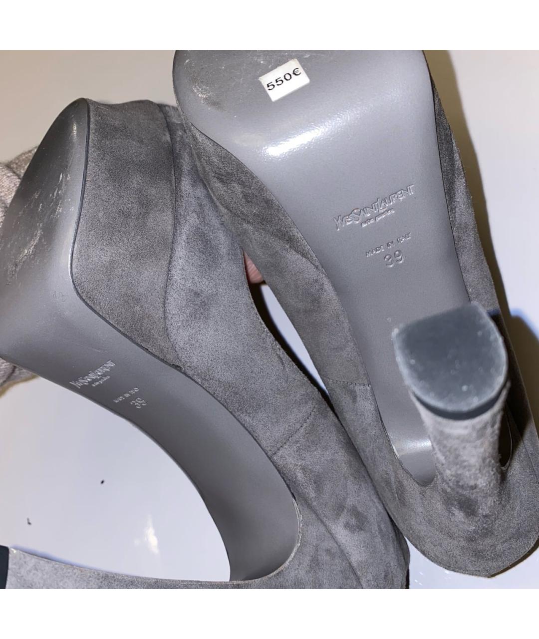 SAINT LAURENT Серые замшевые туфли, фото 6