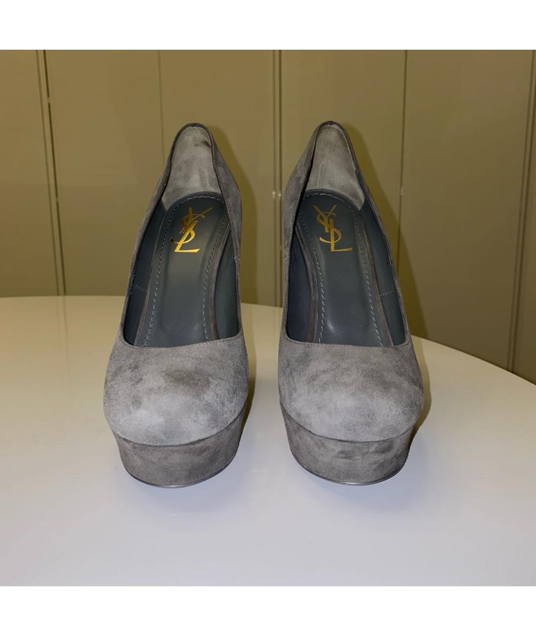 SAINT LAURENT Серые замшевые туфли, фото 3