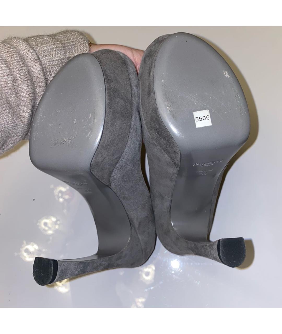 SAINT LAURENT Серые замшевые туфли, фото 5