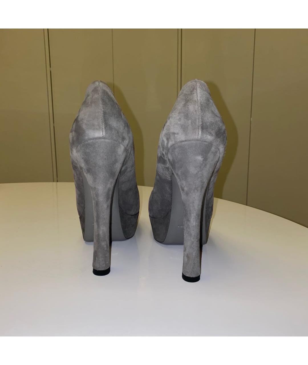 SAINT LAURENT Серые замшевые туфли, фото 4