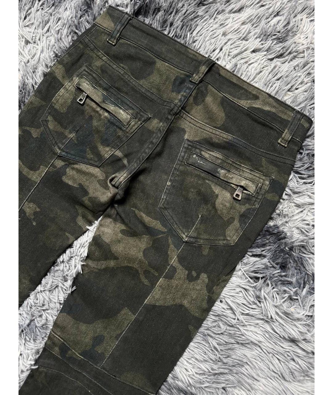 BALMAIN Хаки хлопковые джинсы слим, фото 2