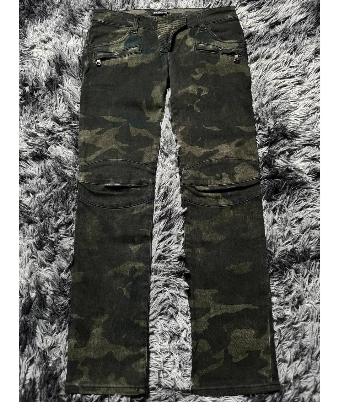 BALMAIN Хаки хлопковые джинсы слим, фото 9