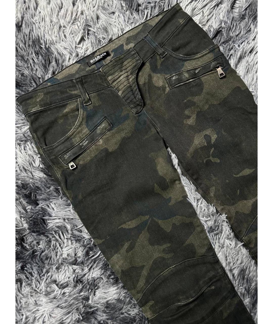 BALMAIN Хаки хлопковые джинсы слим, фото 4