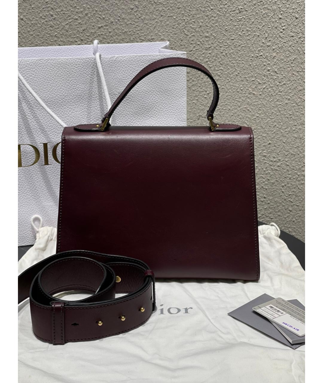 CHRISTIAN DIOR Бордовая кожаная сумка с короткими ручками, фото 6