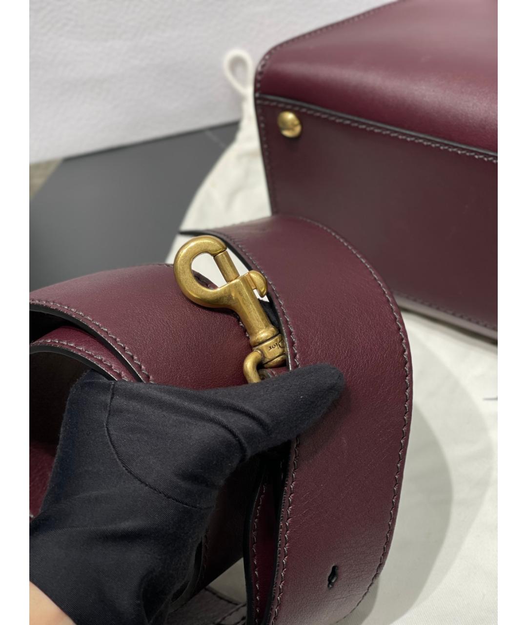 CHRISTIAN DIOR Бордовая кожаная сумка с короткими ручками, фото 9