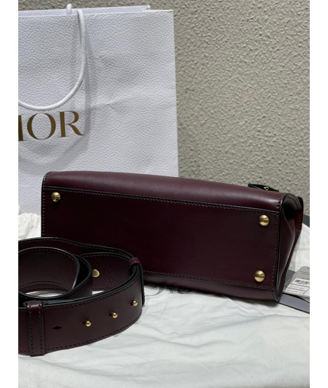 CHRISTIAN DIOR Бордовая кожаная сумка с короткими ручками, фото 8