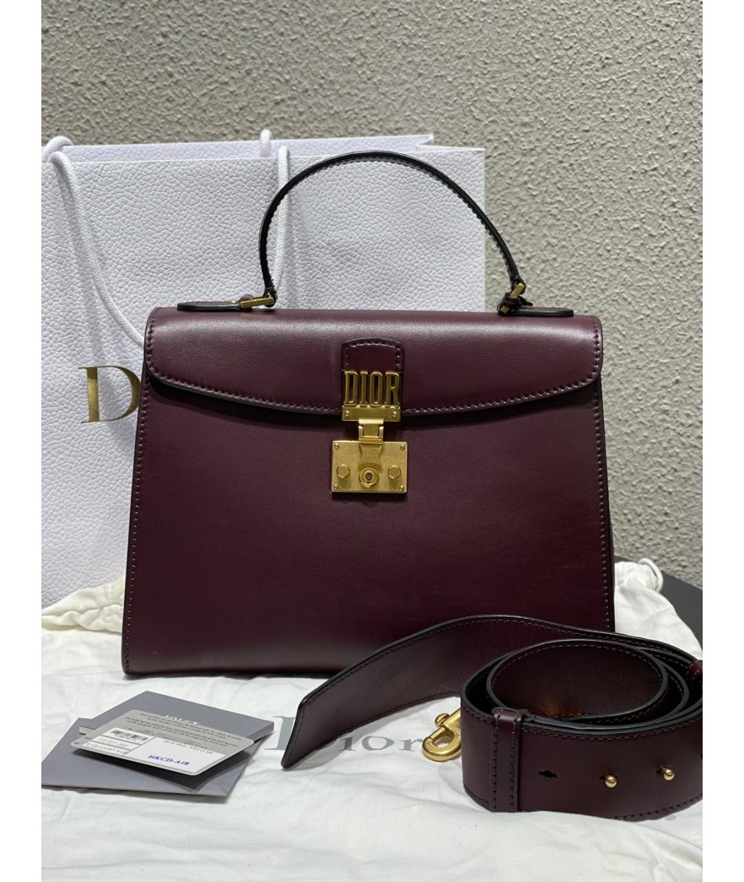 CHRISTIAN DIOR Бордовая кожаная сумка с короткими ручками, фото 2