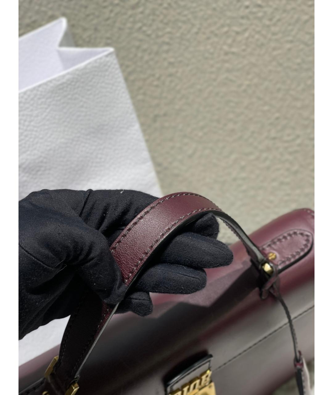 CHRISTIAN DIOR Бордовая кожаная сумка с короткими ручками, фото 7