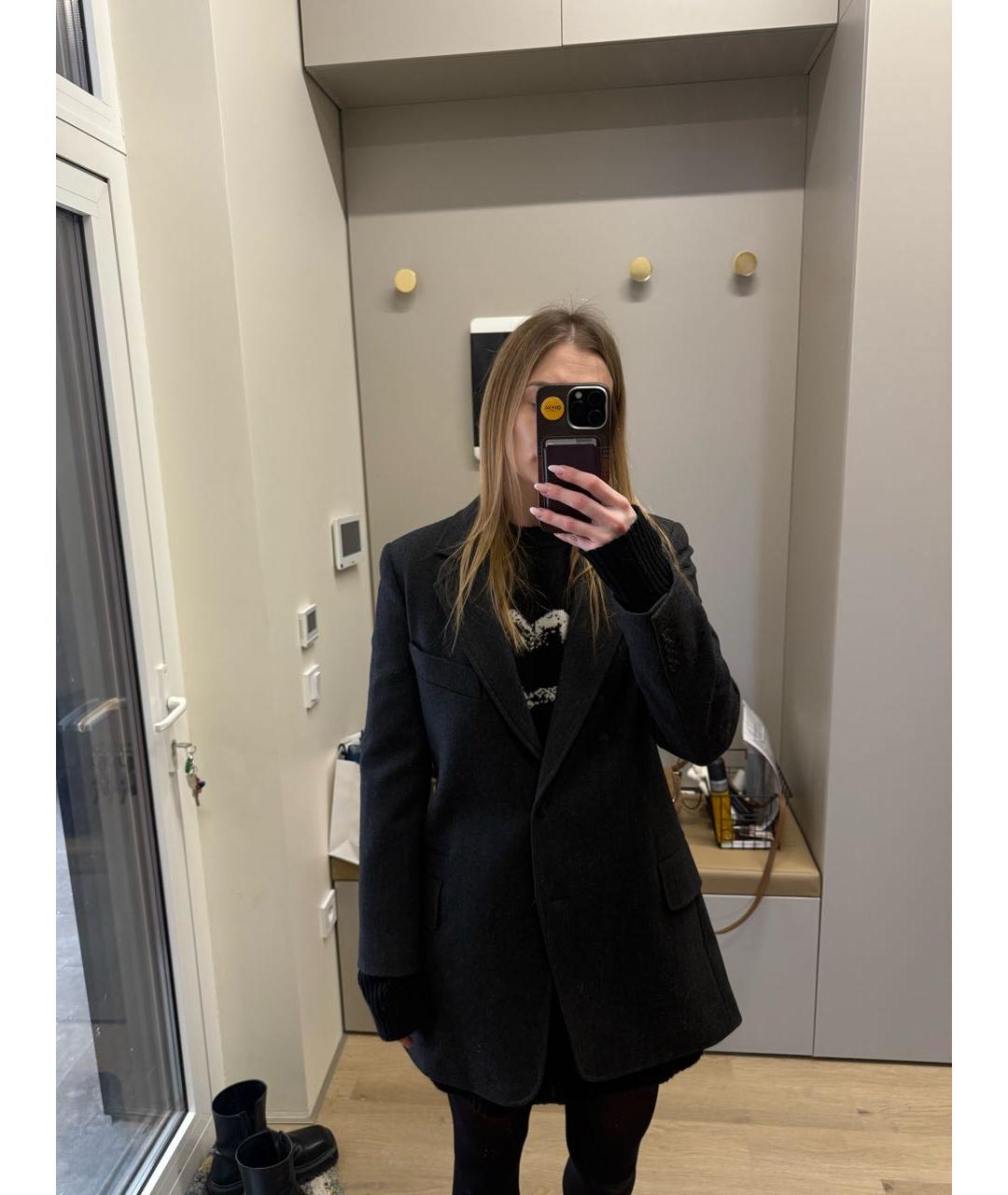 MAX MARA Антрацитовый шерстяной жакет/пиджак, фото 8