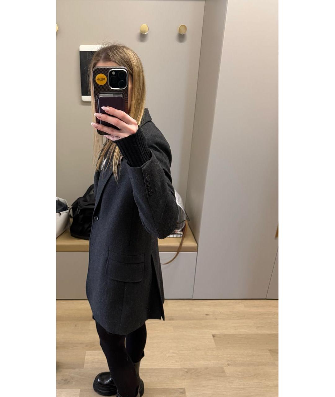 MAX MARA Антрацитовый шерстяной жакет/пиджак, фото 7