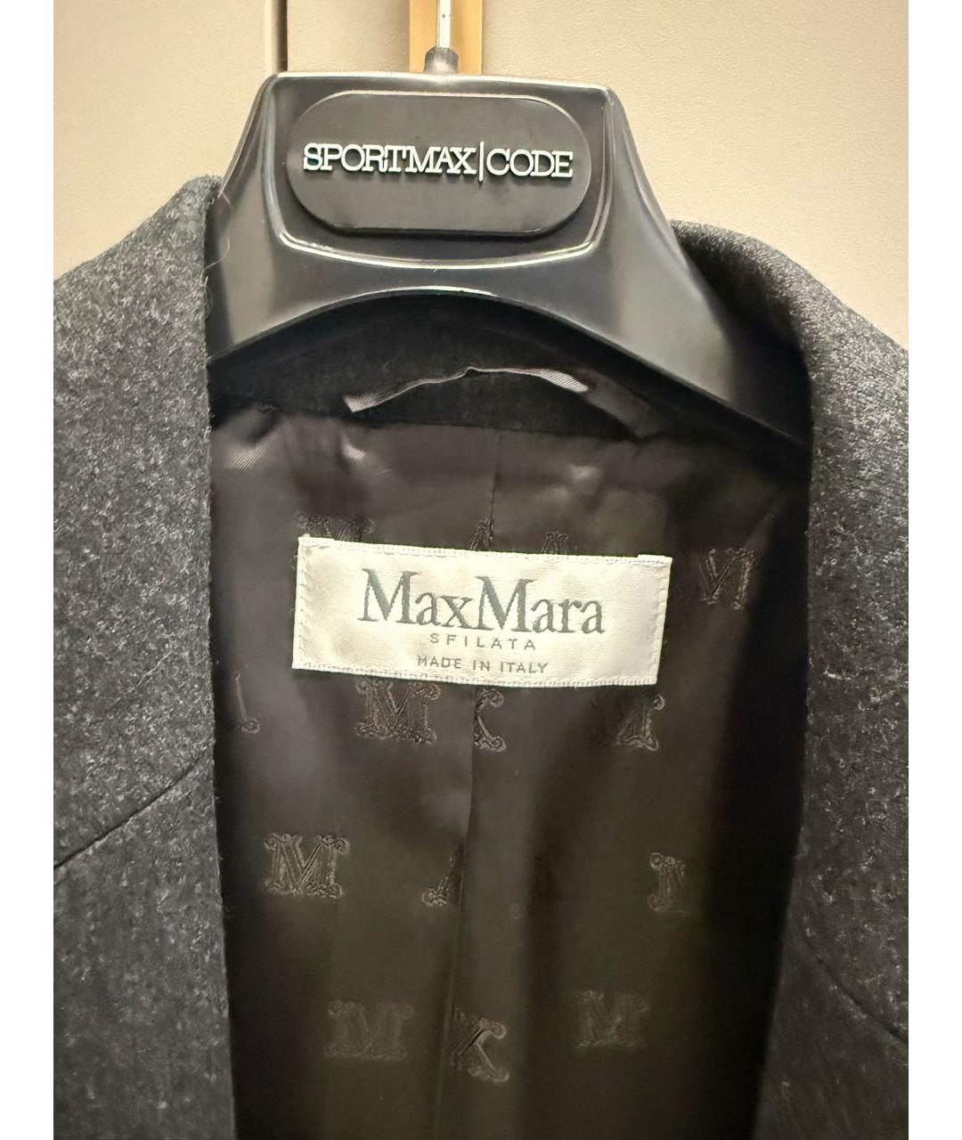 MAX MARA Антрацитовый шерстяной жакет/пиджак, фото 3