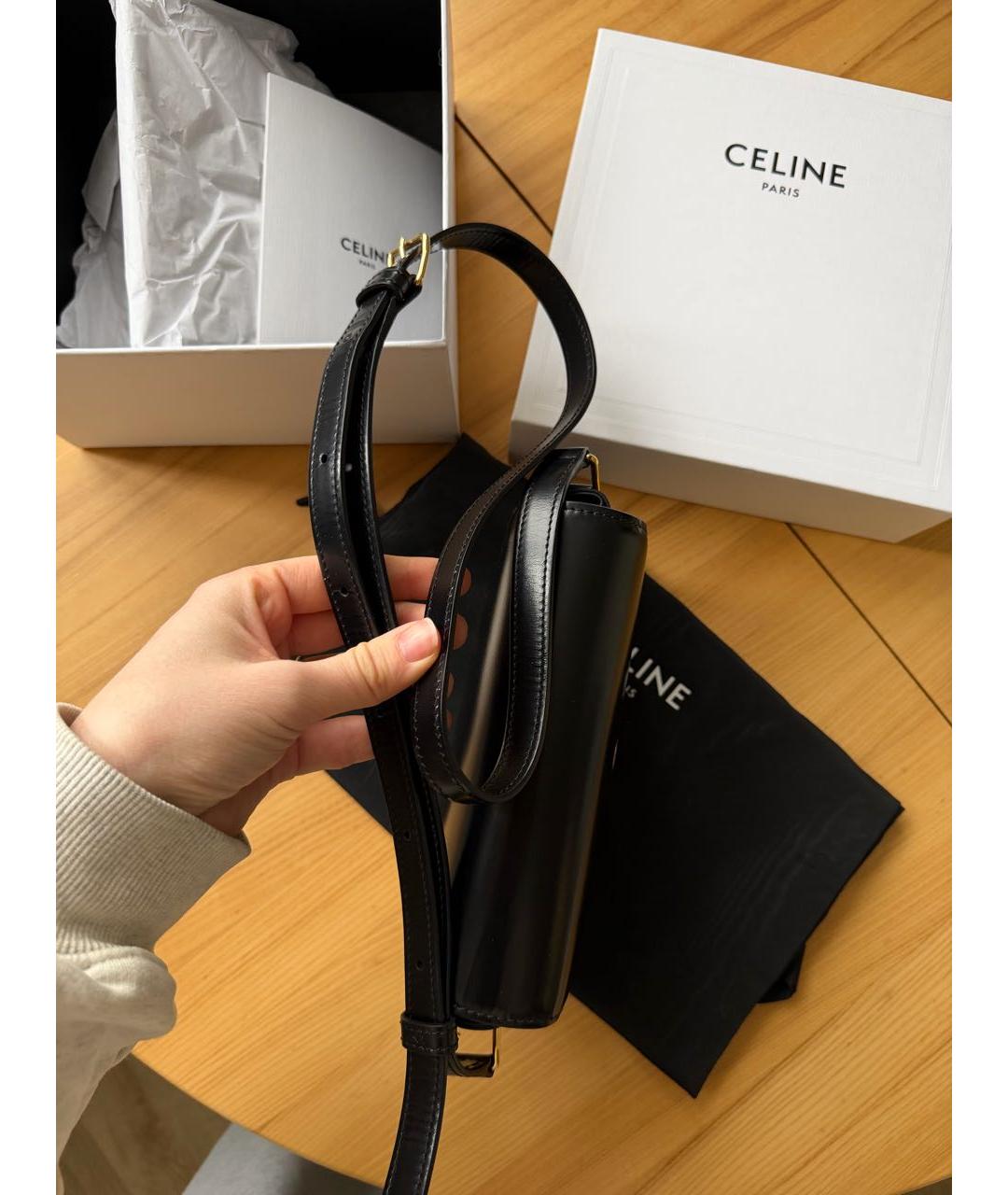 CELINE Черная кожаная сумка через плечо, фото 7